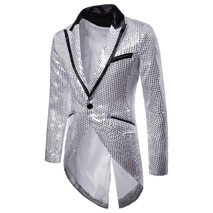 Herren eleganter Pailletten-Blazer mit asymmetrischem Schnitt und luxuriösem Design Echoarchiv