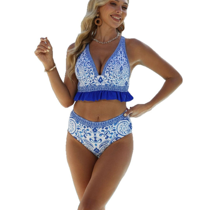 Damen Bademoden Set mit eleganter Rüsche und raffiniertem Muster Echo Archiv