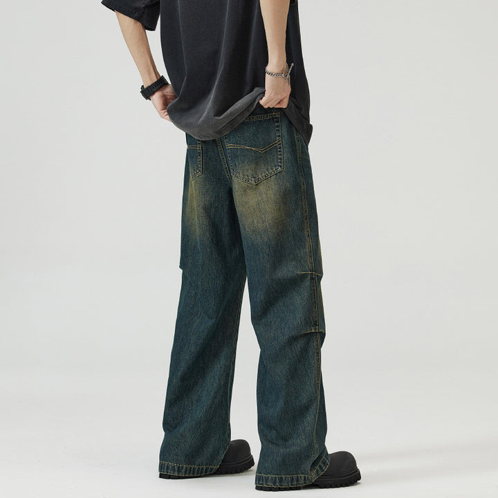 Herren Paneel-Denim Baggyhose mit tiefem Schritt und Used-Fade Echo Archiv