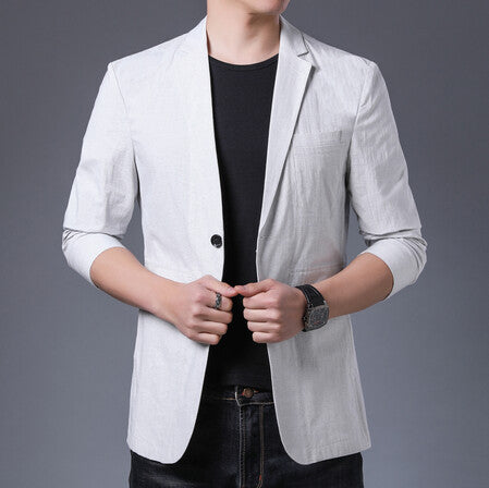 Herren legerer Blazer mit strukturiertem Stoff Echoarchiv