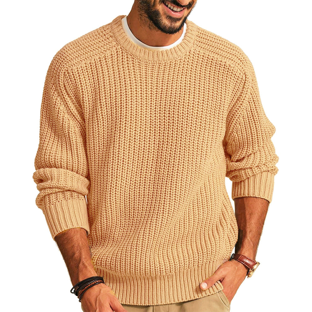Herren Grobstrick Pullover mit Rundhalsausschnitt und lässigem Schnitt Echoarchiv