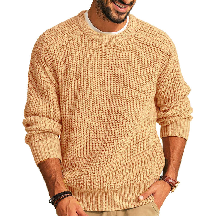 Herren Grobstrick Pullover mit Rundhalsausschnitt und lässigem Schnitt Echoarchiv
