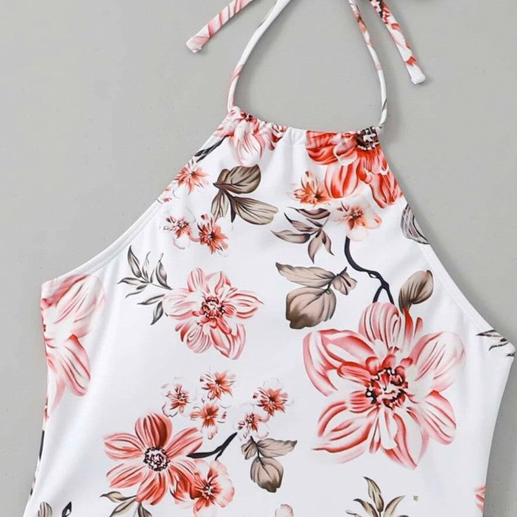 Damen Schnittiger Tankini mit floralem Design und verstellbaren Riemen Echo Archiv