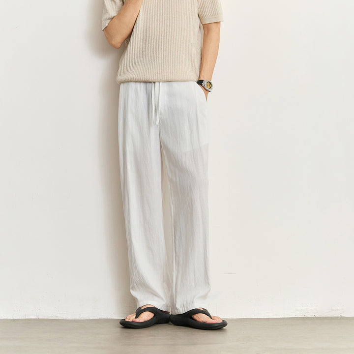 Herren Leichte Leinenhose mit Tunnelzug und geradem Bein Echo Archiv