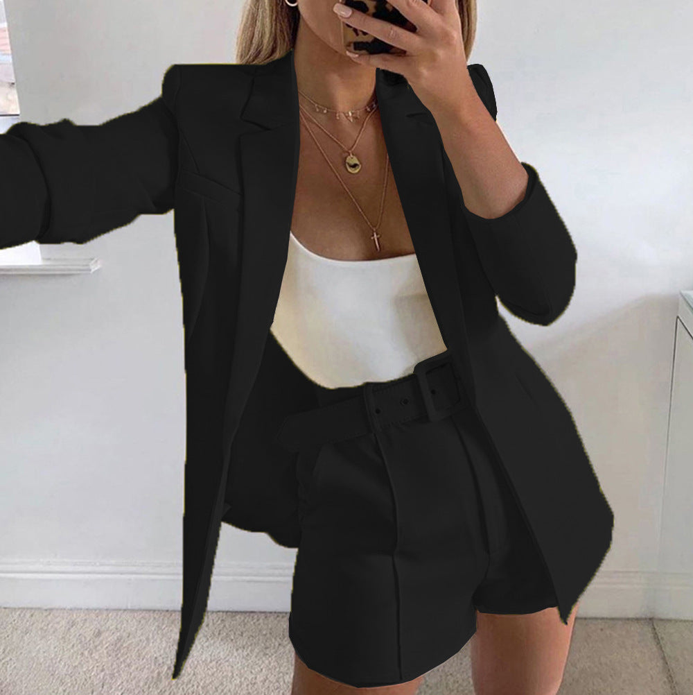 Damen Elegantes Zweiteiliges Blazer‑Shorts‑Set mit tailliertem Reversblazer und High‑Waist Shorts – Valéne