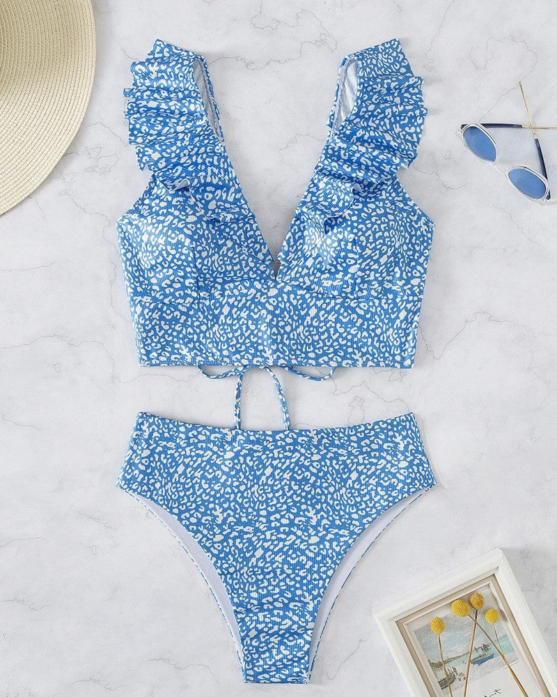 Damen Bikini mit elegantem Rüschendesign und hoch geschnittenem Höschen Echo Archiv