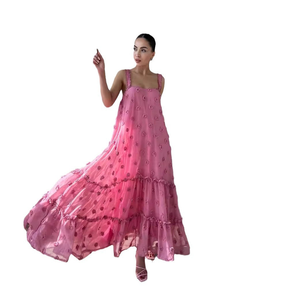 Damen Sommerliches Maxikleid mit floralem Relief und voluminösem Saum Echo Archiv
