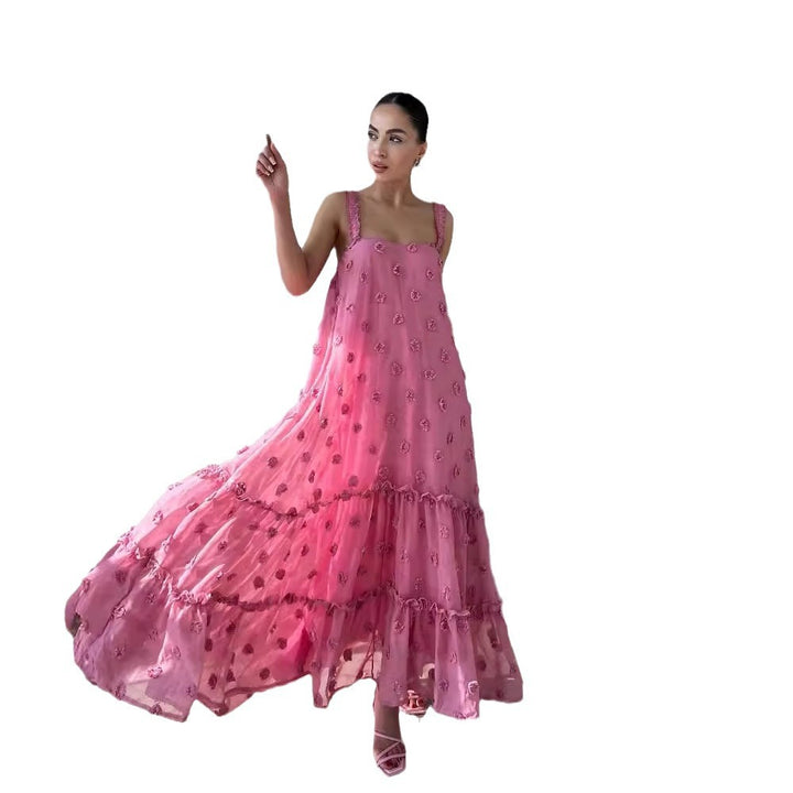 Damen Sommerliches Maxikleid mit floralem Relief und voluminösem Saum Echo Archiv