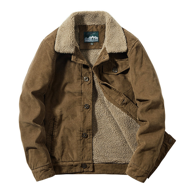 Herren Cord-Worker-Truckerjacke mit wärmender Sherpa-Innenfütterung und Hemdkragen Echoarchiv