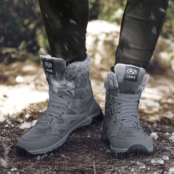 Damen Gefütterte Winter‑Trekkingstiefel mit Kunstfellkragen, schnürsystem und griffiger Offroad‑Profilsohle Echo Archiv