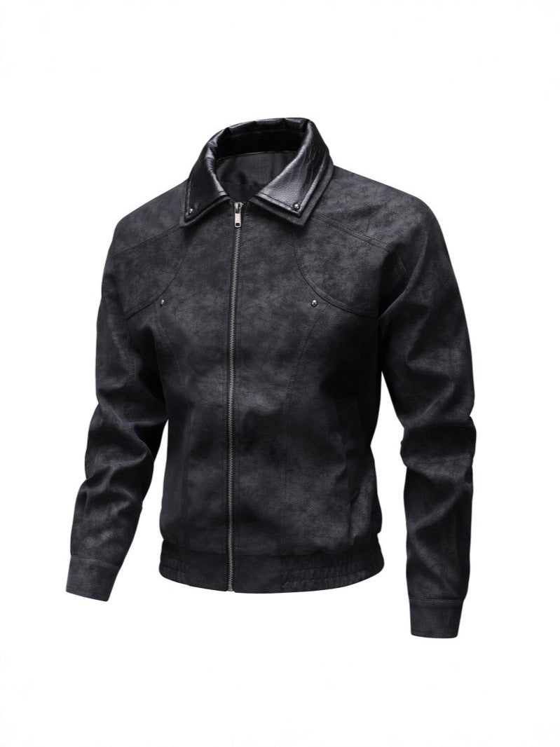 Herren Vintage-inspirierte Kunstleder-Blousonjacke mit kontrastkragen Echo Archiv