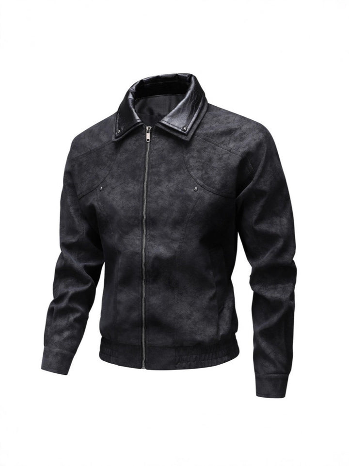 Herren Vintage-inspirierte Kunstleder-Blousonjacke mit kontrastkragen Echo Archiv