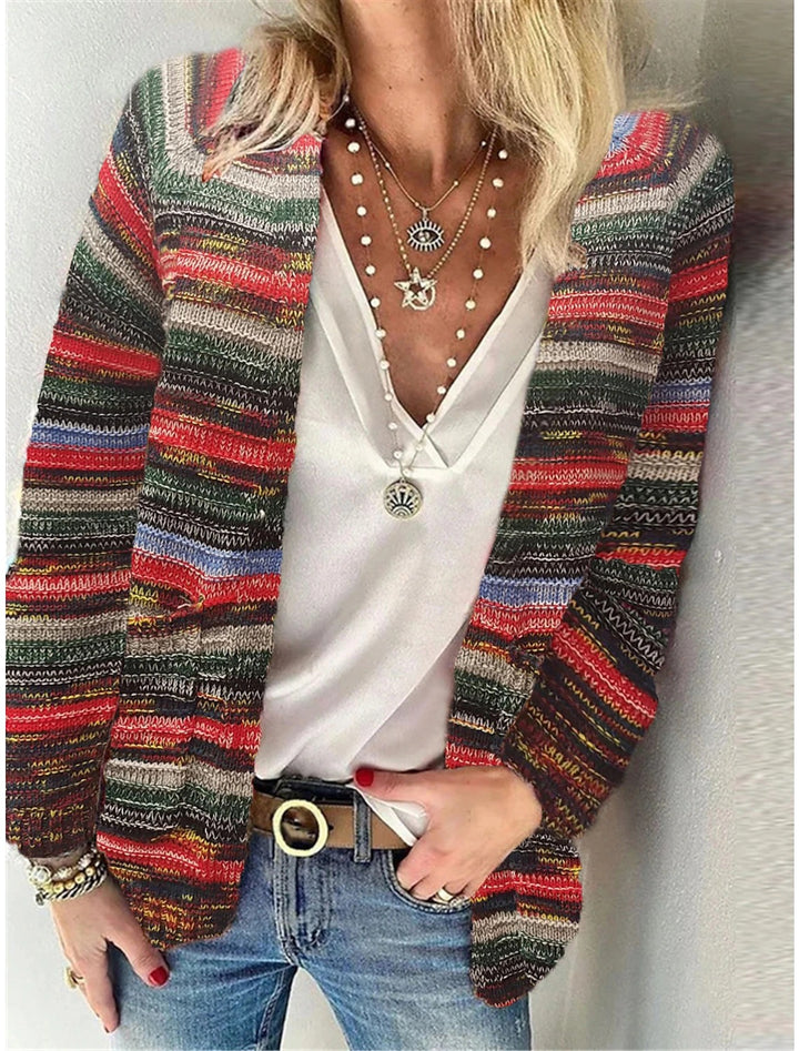 Damen Mehrfarbiger Strickcardigan mit offener Front, legerem Oversize-Schnitt und feinem Rippbündchen Echo Archiv