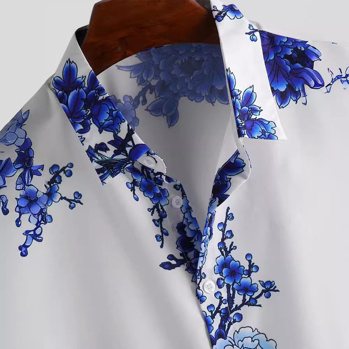 Herren Kurzarmhemd mit elegantem floralem Druck und hochwertigem Material Echoarchiv