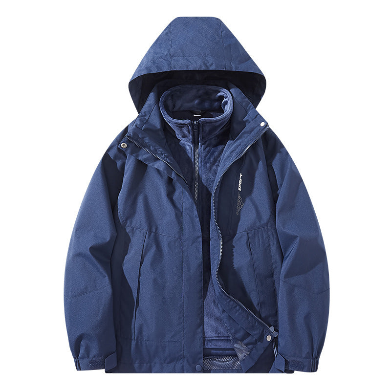 Herren Wasserabweisende zweilagige Trekkingjacke mit abnehmbarer Fleece-Innenjacke und Kapuze Echo Archiv