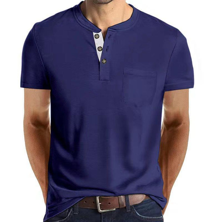 Herren Kurzarm Henley-Shirt mit praktischem Knopfleisten-Design und Brusttasche Echoarchiv