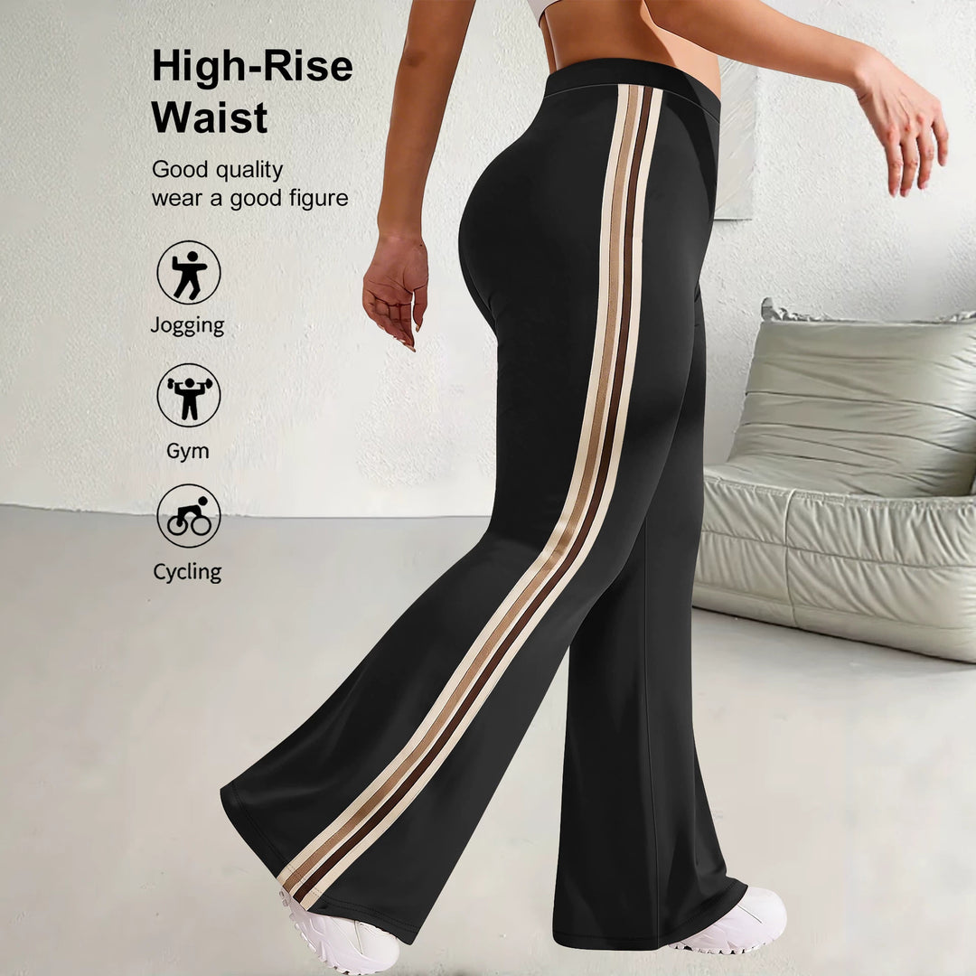Damen High-Waist Schlaghose mit seitlichem Streifen und Scrunch-Po – Avélisse