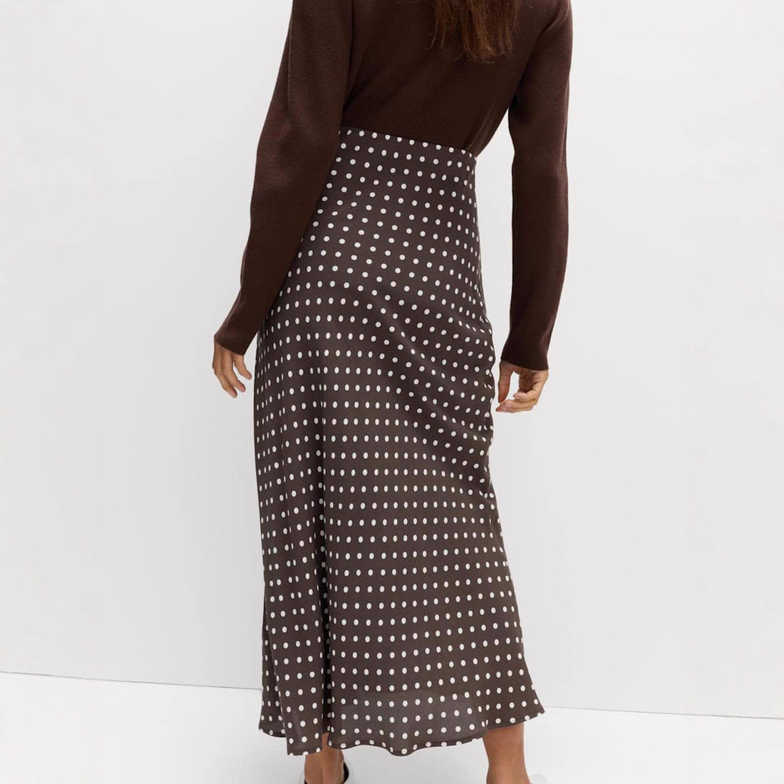 Damen Fließender Maxirock mit Polka-Dots – Valéora