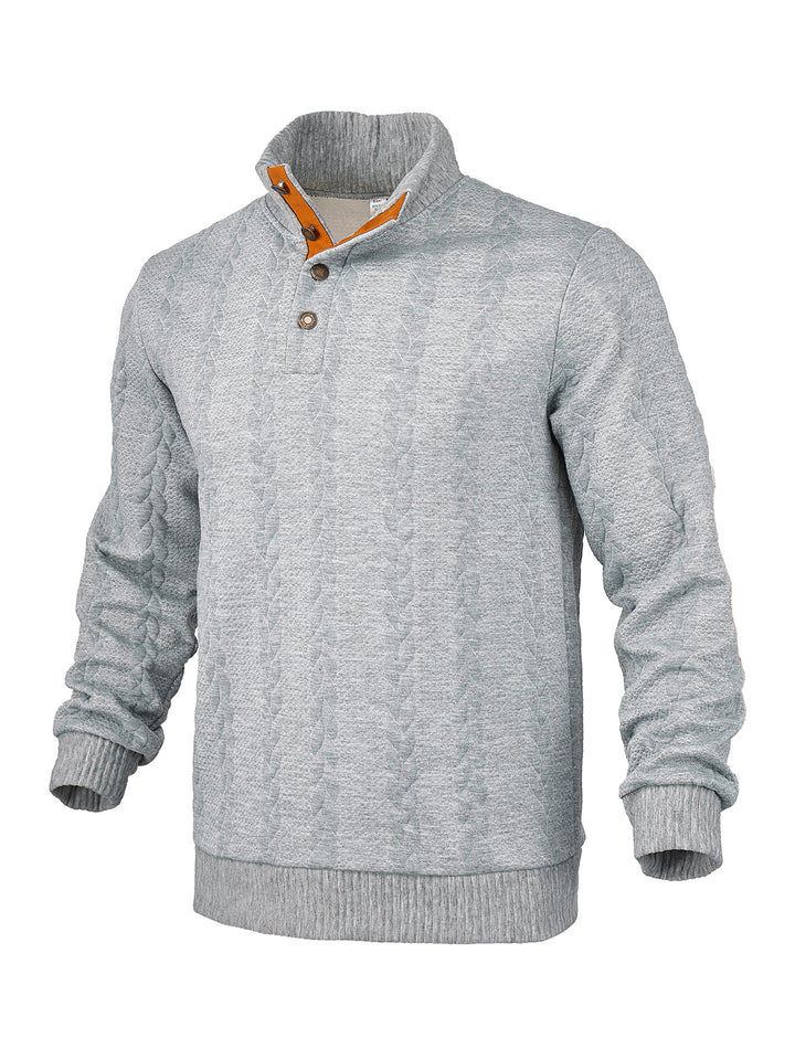 Herren Pullover mit strukturierter Oberfläche und modischen Lederakzenten Echoarchiv