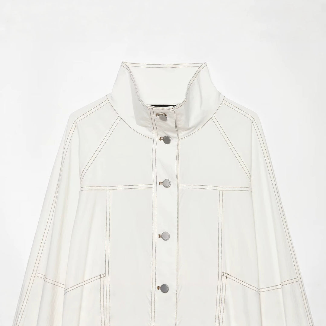 Damen Cropped Parka‑Jacke mit hohem Funnelkragen, Pattentaschen und Bindegürtel Echoarchiv