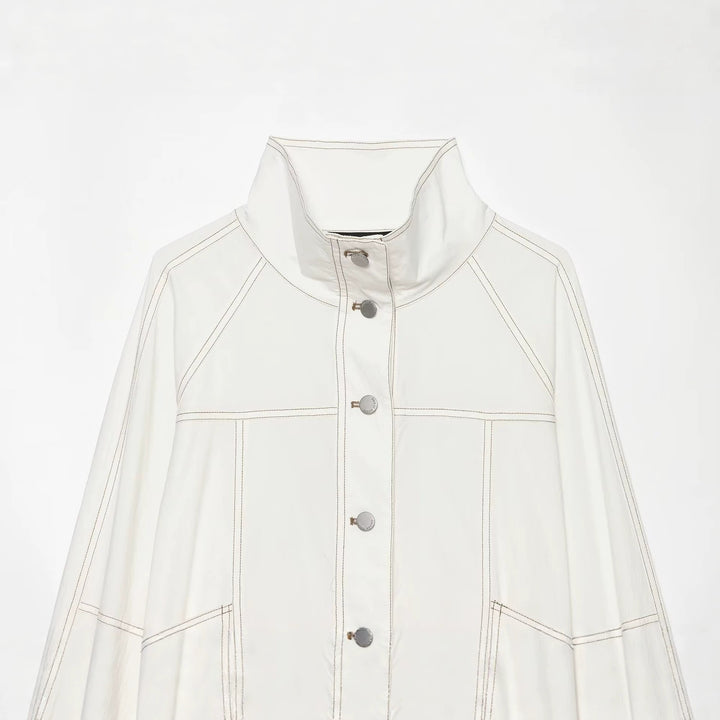 Damen Cropped Parka‑Jacke mit hohem Funnelkragen, Pattentaschen und Bindegürtel Echoarchiv