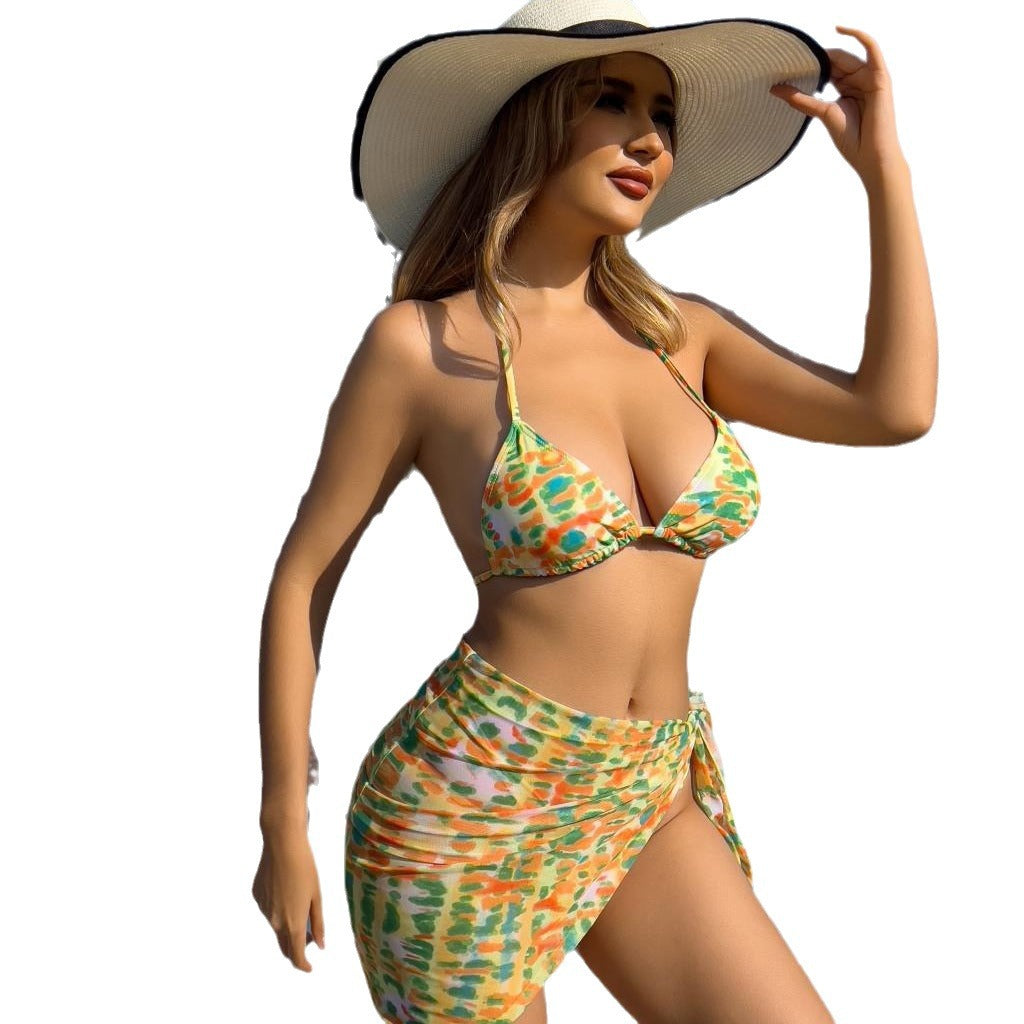 Damen Triangel-Bikini mit modischem Karomuster und praktischer Wickelrobe Echo Archiv