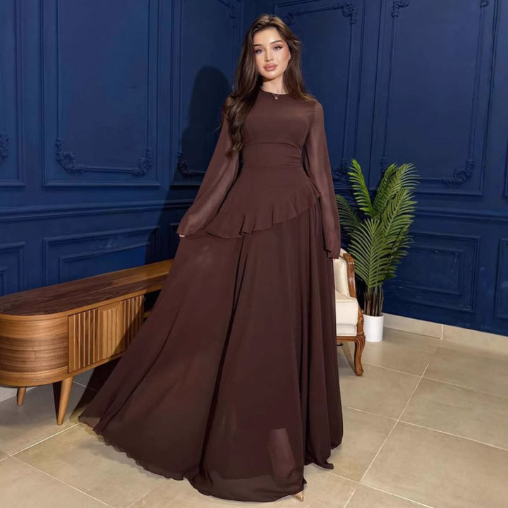 Damen Elegantes Maxikleid mit Rüschendetails und weitem Schnitt Echo Archiv
