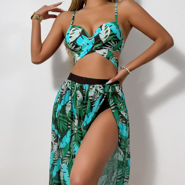 Damen Zweiteiler Bademode mit hohem Beinausschnitt und floralem Design Echo Archiv