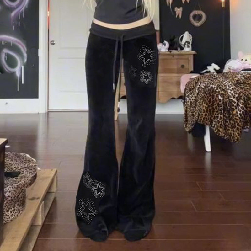 Damen Flare Jogginghose mit funkelnden Sternenapplikationen Echo Archiv