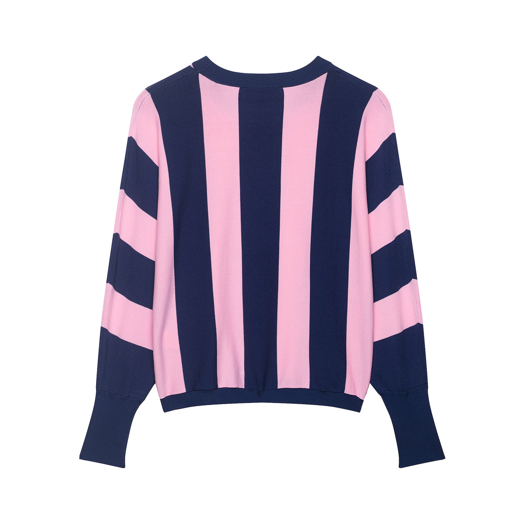 Damen Oversize-Strickpullover mit breiten Blockstreifen und überschnittener Schulter Echoarchiv