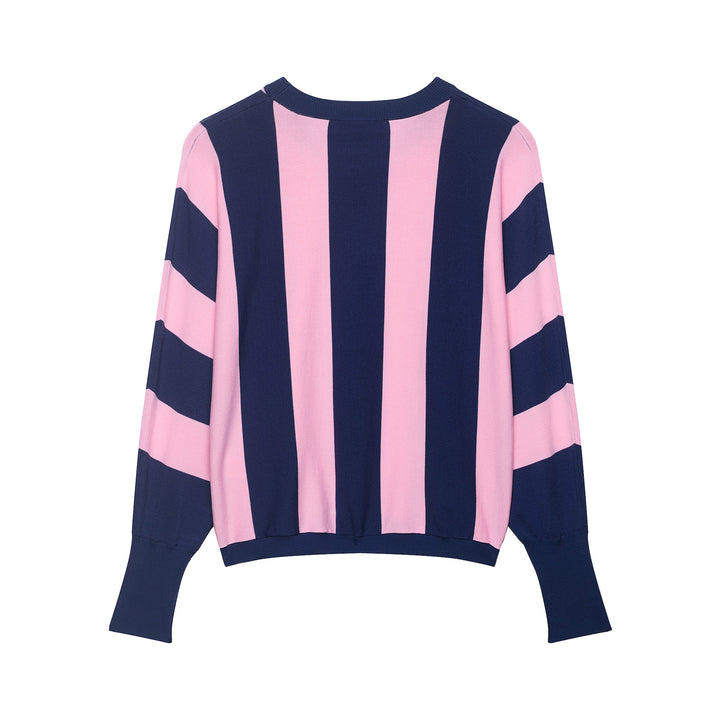 Damen Oversize-Strickpullover mit breiten Blockstreifen und überschnittener Schulter Echoarchiv