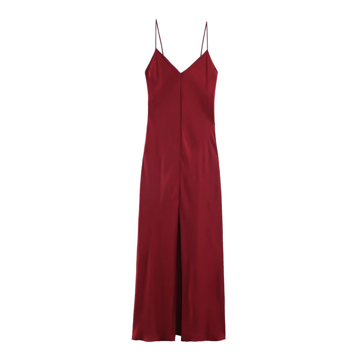 Damen elegantes Maxikleid mit schickem V-Ausschnitt und seitlichem Schlitz Echo Archiv