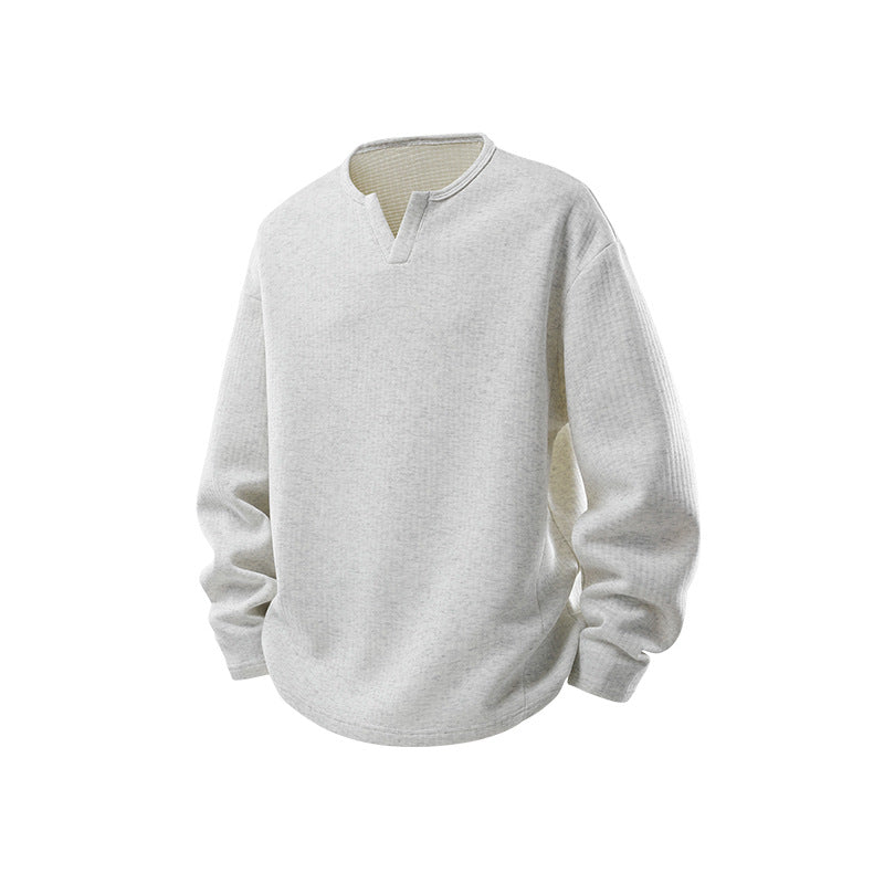 Herren Strukturierter Waffel‑Thermo‑Pullover mit V‑Einsatz und weiter Passform Echo Archiv