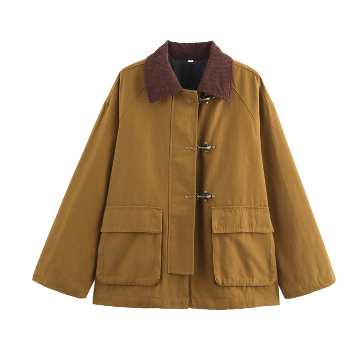 Damen Boxy Fieldjacke mit Cordkragen, Knebelverschlüssen und großen Klappentaschen Echo Archiv