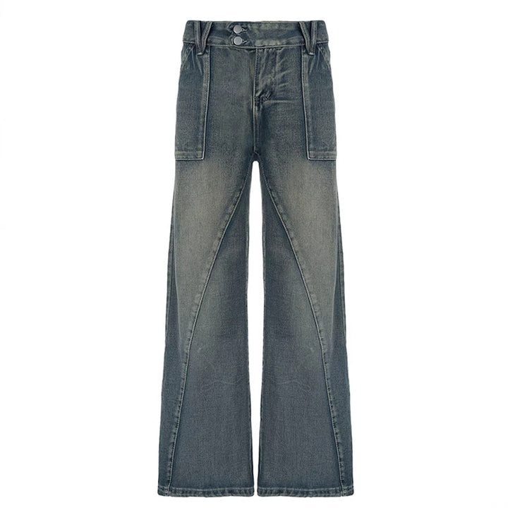 Damen nan weite Low-Rise Baggy-Jeans mit markanten V‑Nahtpaneelen und aufgesetzten Fronttaschen Echo Archiv