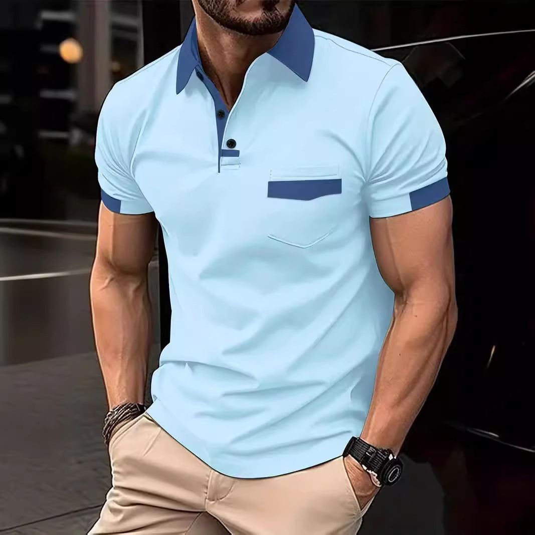 Herren Kurzarm Freizeit-Polo mit Kontrasttasche Echoarchiv