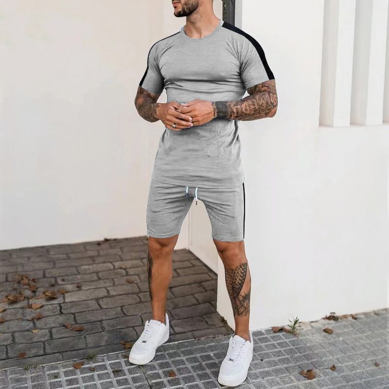 Herren Sportliches Kurzarm-Set mit seitlichem Kontraststreifen Echoarchiv