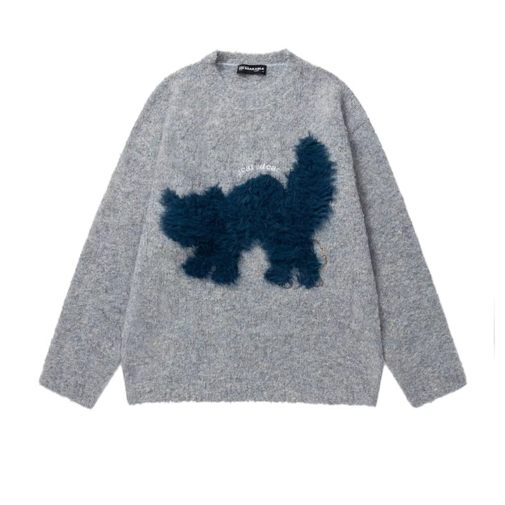Damen Gemütlicher Pullover mit Effektgarn und Tiermotiv Echoarchiv