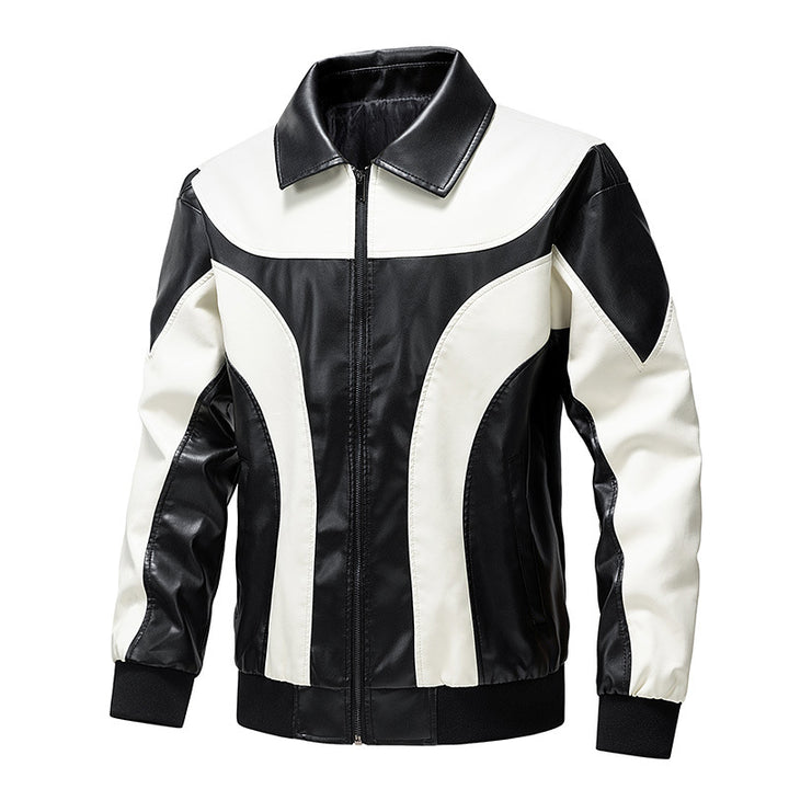 Herren Kunstlederjacke im modernen Biker-Stil mit sportlichen Akzenten Echoarchiv