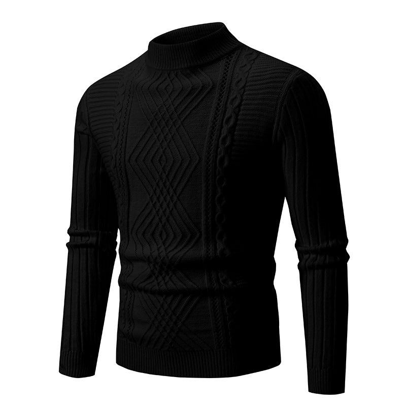 Herren Rollkragenpullover aus hochwertiger Baumwolle mit strukturiertem Zopfmuster Echoarchiv