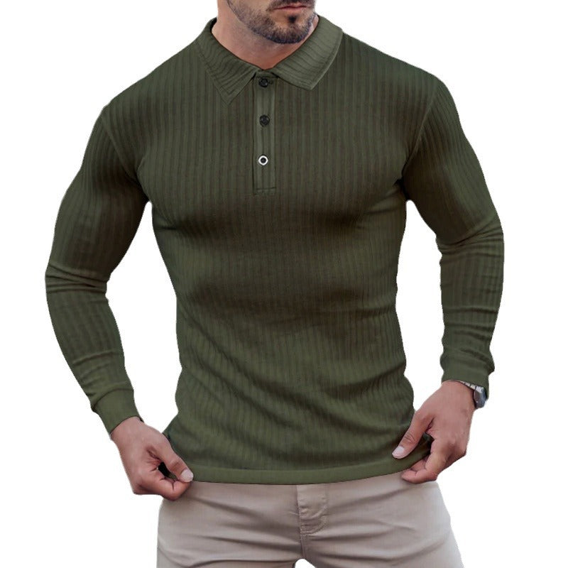Herren Langarm-Polo mit feiner Rippstruktur Echoarchiv