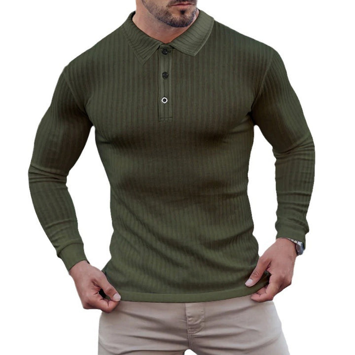 Herren Langarm-Polo mit feiner Rippstruktur Echoarchiv