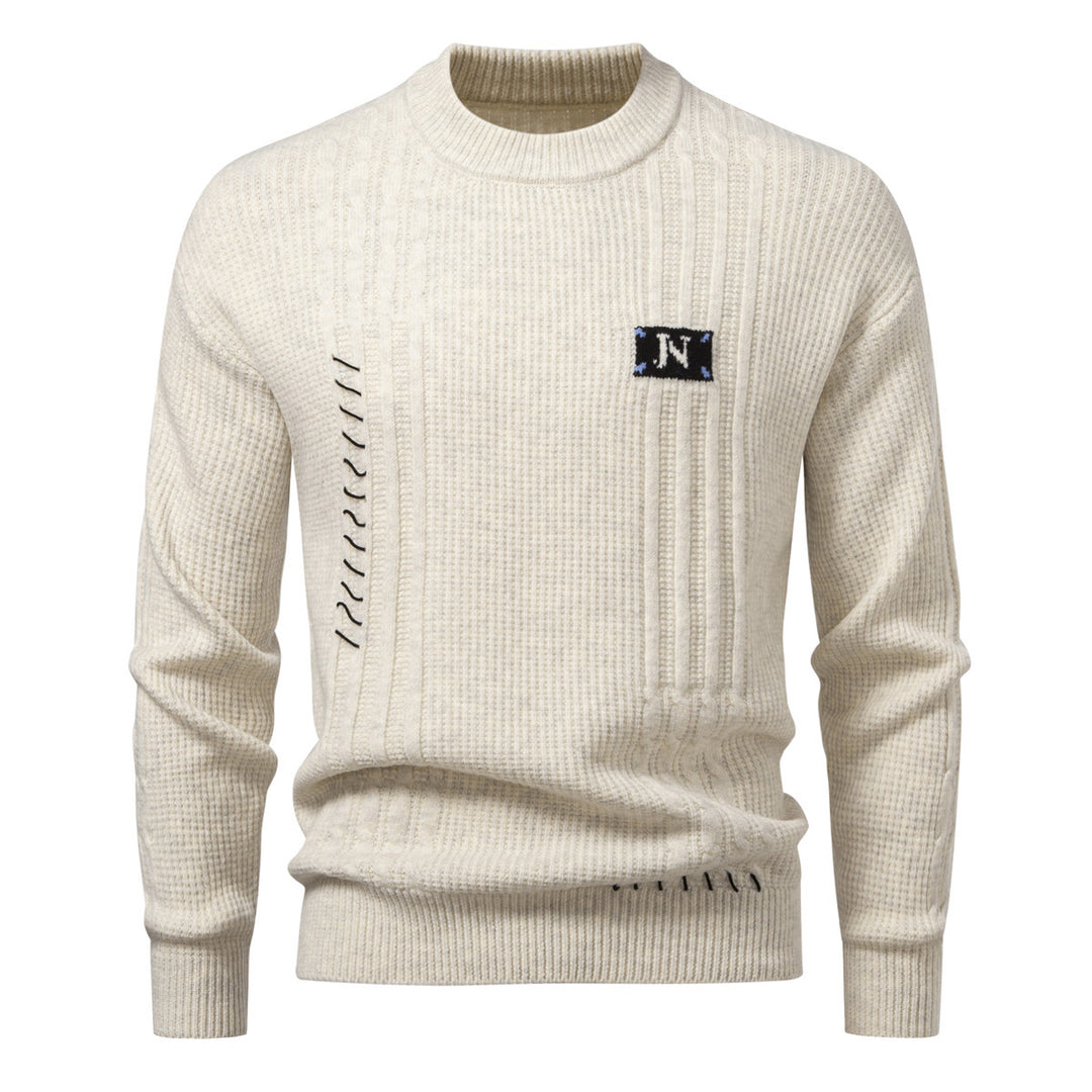 Herren Strukturiertes Rippstrick-Pullover mit Ziernähten und Logo‑Patch Echo Archiv