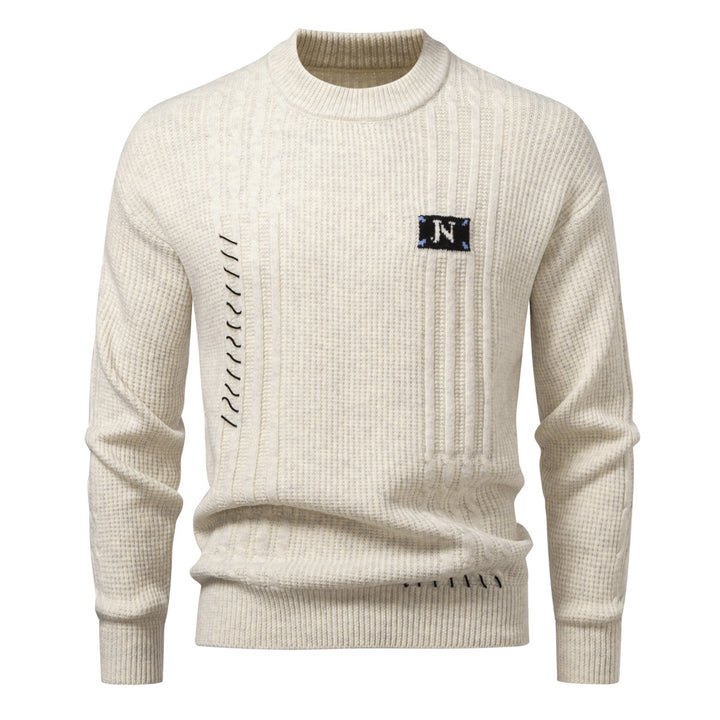 Herren Strukturiertes Rippstrick-Pullover mit Ziernähten und Logo‑Patch Echo Archiv