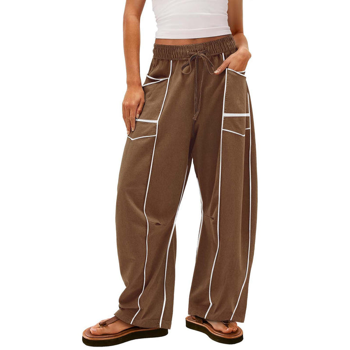 Damen nan weite Lounge-Hose mit Kordelzug, Kontrastpaspelierung und Cargo-Taschen Echo Archiv