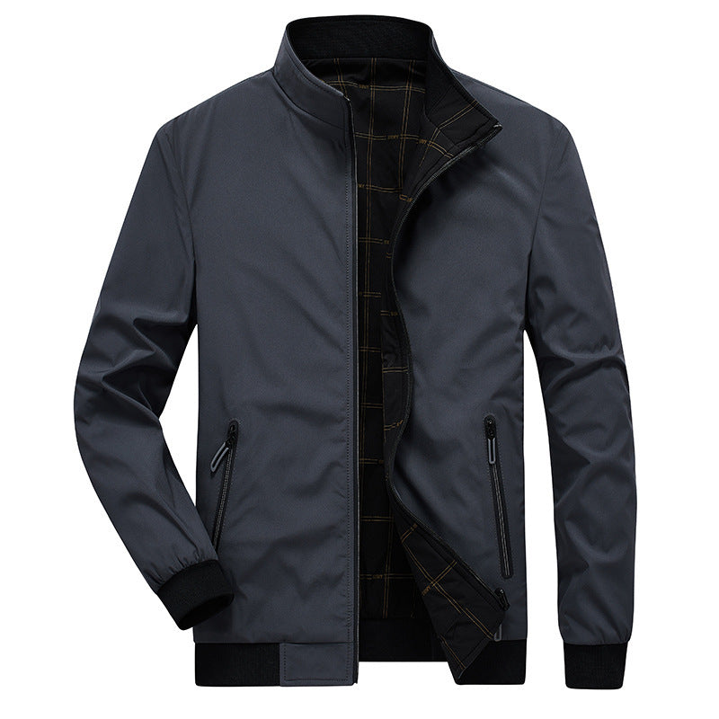 Herren Übergangsjacke mit Stehkragen, wasserabweisender Außenlage und kariertem Innenfutter Echo Archiv