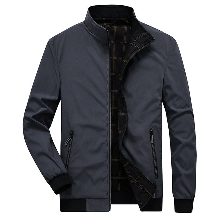 Herren Übergangsjacke mit Stehkragen, wasserabweisender Außenlage und kariertem Innenfutter Echo Archiv