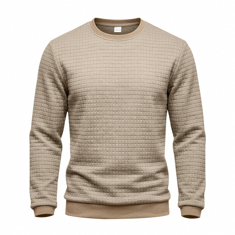 Herren Strukturiertes Rundhals-Sweatshirt mit Waffelstruktur und Rippbündchen Echoarchiv