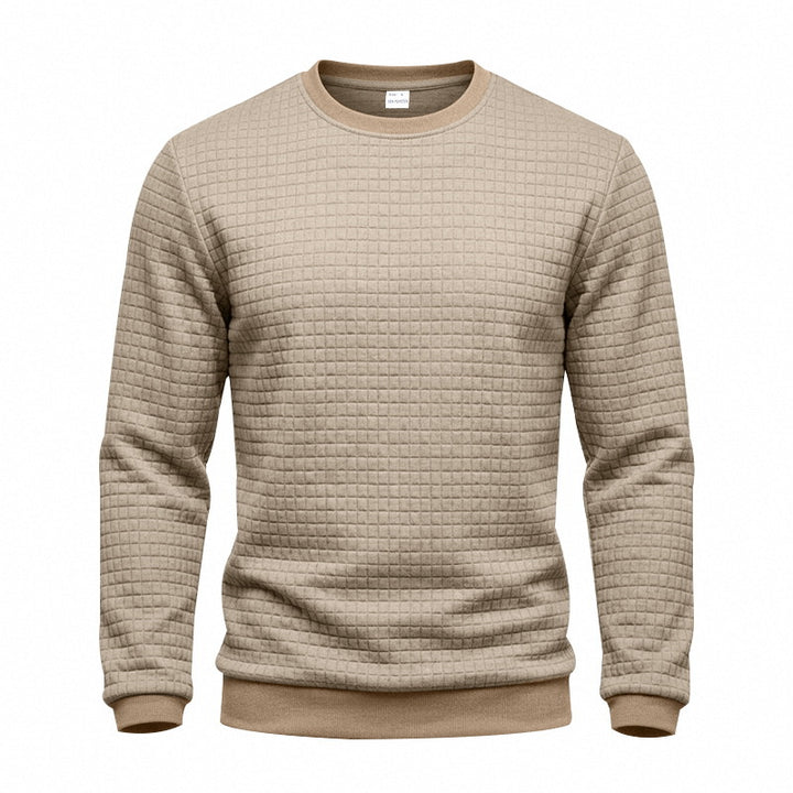 Herren Strukturiertes Rundhals-Sweatshirt mit Waffelstruktur und Rippbündchen Echoarchiv