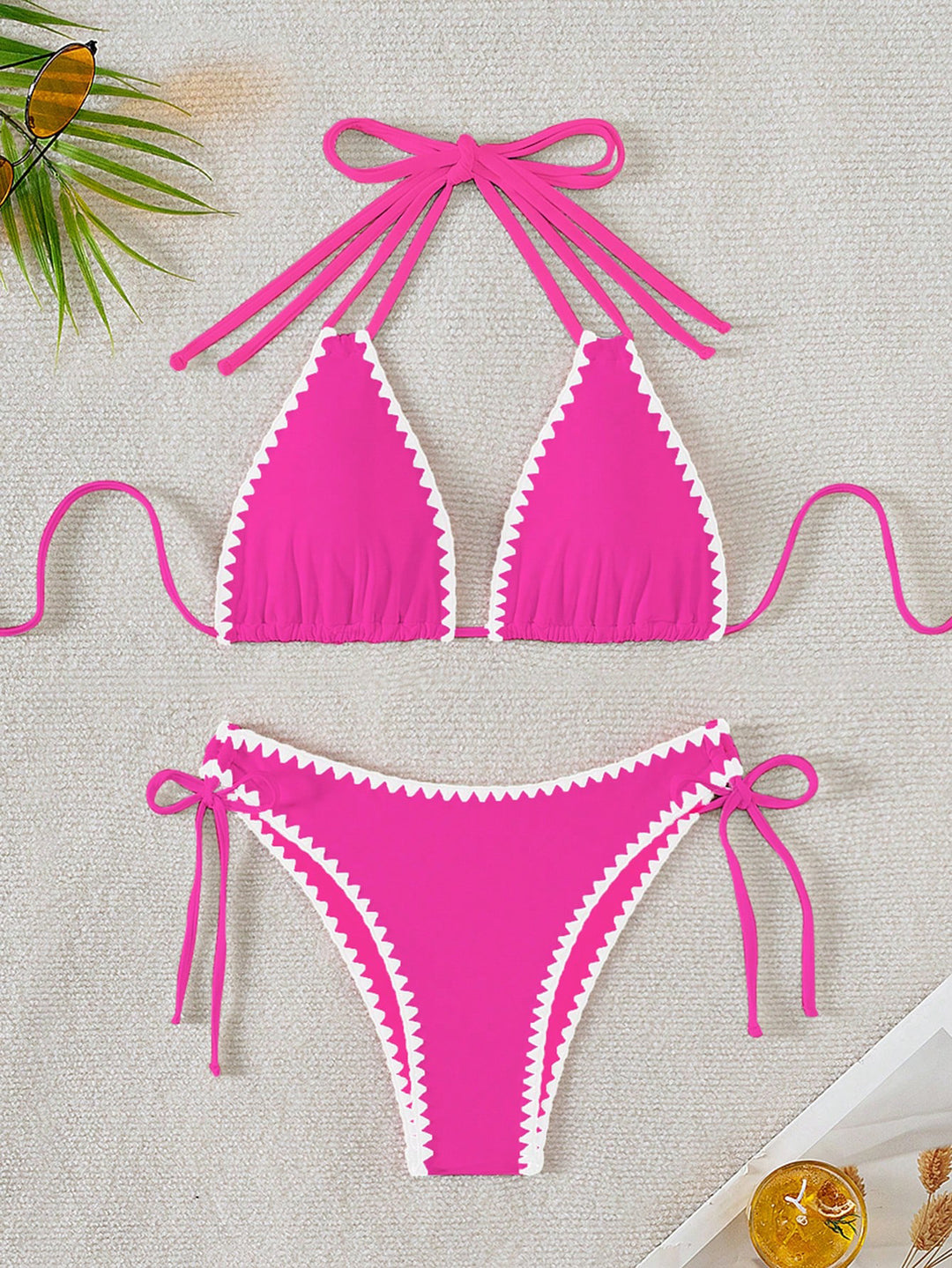 Damen Triangel-Bikini mit verspielten Kontrastnähten Echo Archiv